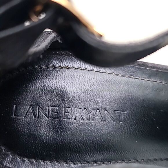 Lane Bryant Black Velvet Ankle Strap Heels with Gold Rhinestones, Size 10W - Picture 10 of 10